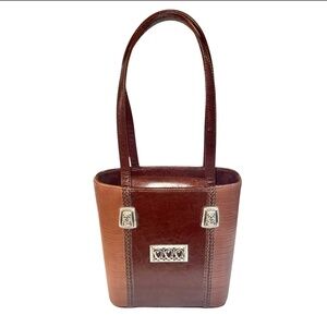 Leather Tote Bag Cognac Brown Shoulder Strap NOATD 8833313 Silver Hardware